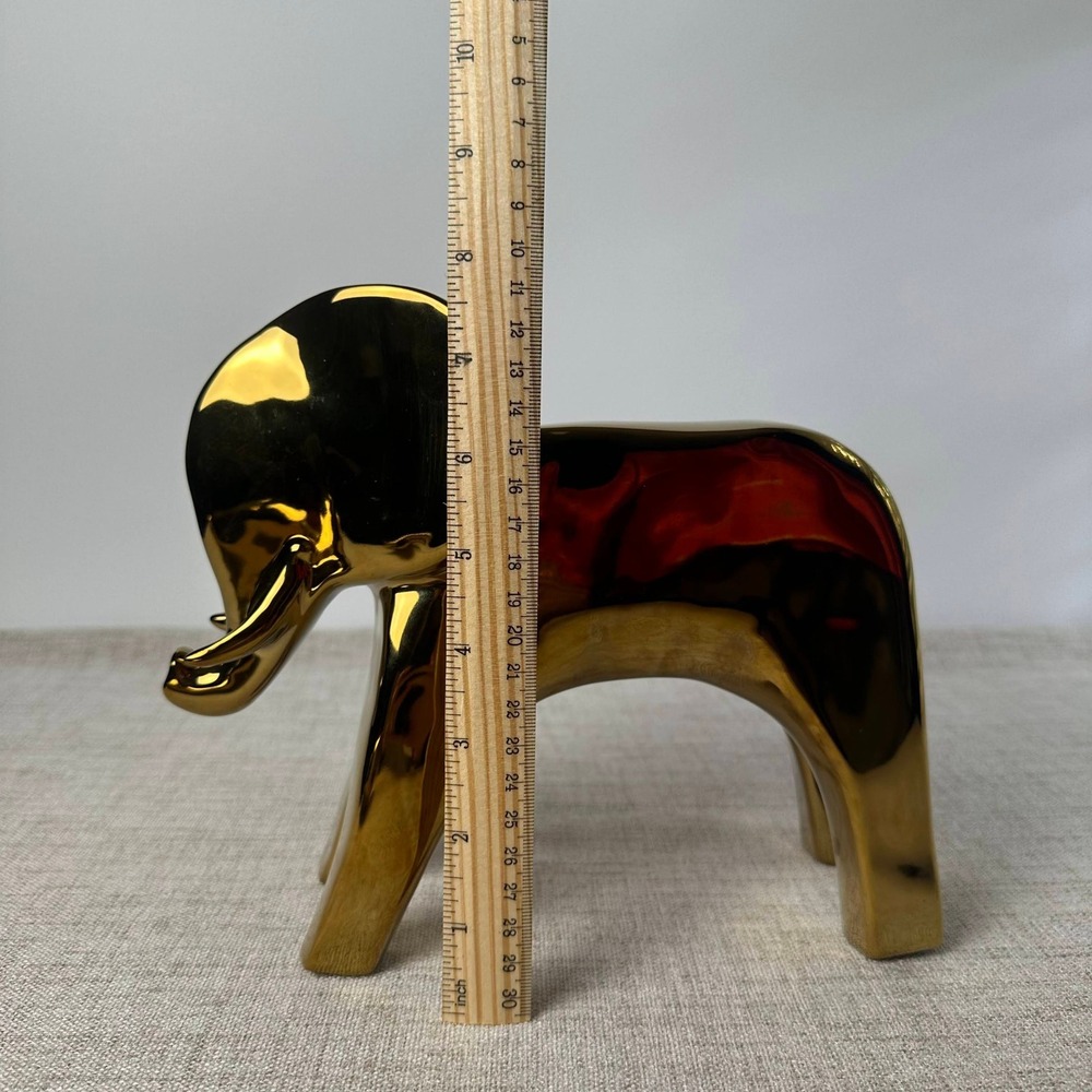 Modern Gold Ceramic Elephant & Rhino Figurines – Set of 2 Sculptural Decor - Picture 10 of 10
